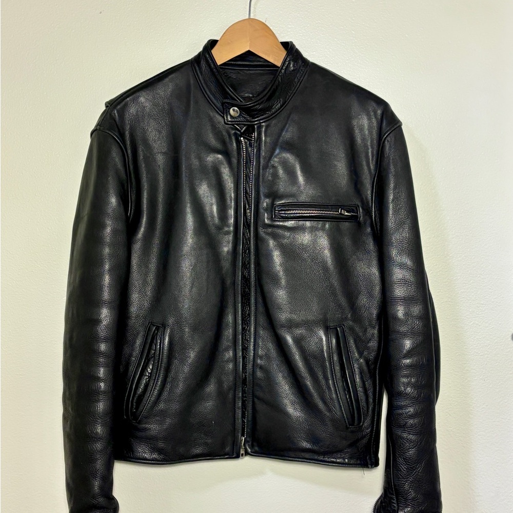 Men's Serious Black Leather Biker Jacket